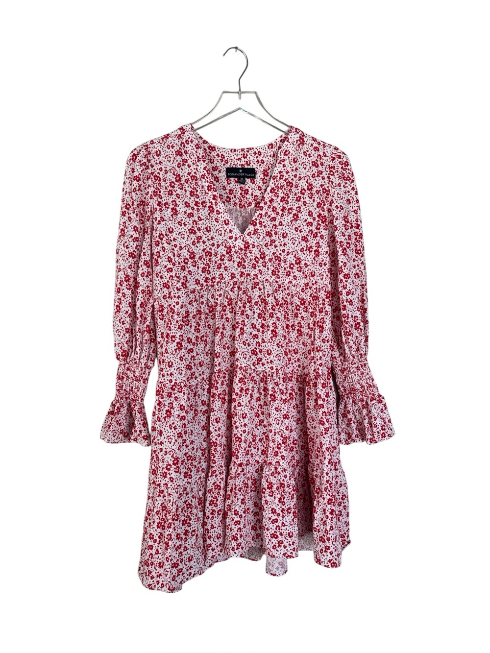 Tuckernuck Pomander Place Scarlet Ditsy Floral Tiered Mini Dress XS Cottagecore